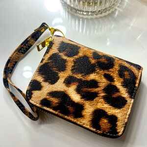 Leopard print wristlet